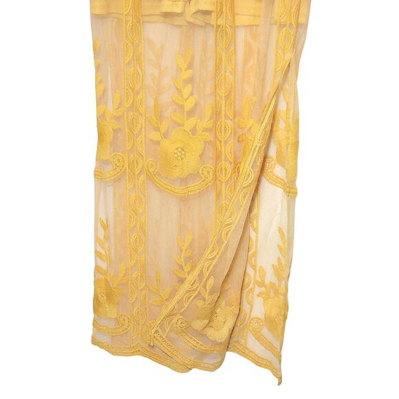 Eleter Yellow Lace Maxi Romper Dress Bohemian Boho Romantic Party Summer Size S - Picture 5 of 16